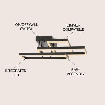 Turing 28" Geometric Integrated LED Metal Flush Mount - JONATHAN Y